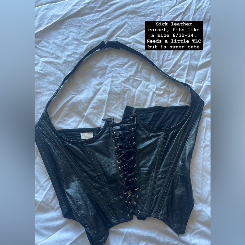 Vintage leather corset for size 32-34